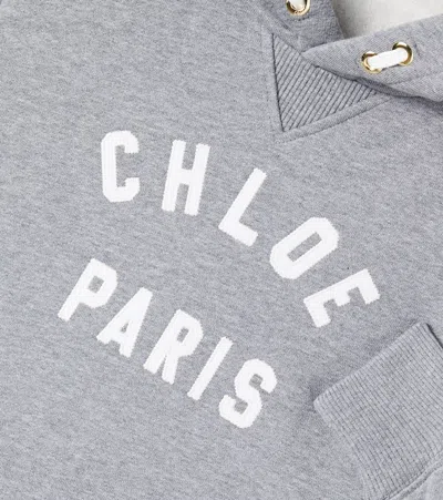 Chloé Kids Brushed Fleece Logo Hoodie In Gray
