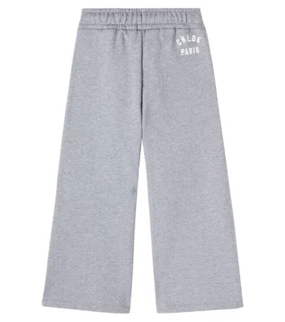 Chloé Grey Trousers For Girl With Logo In Gray
