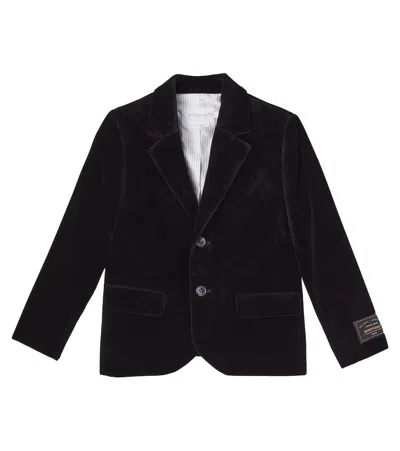 Bonpoint Teo Cotton Velvet Blazer In Black