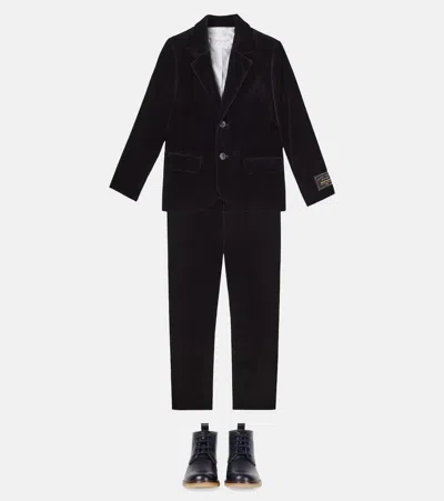 Bonpoint Teo Cotton Velvet Blazer In Black