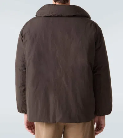 Lemaire Puffer Blouson With High Collar And Pockets In Brown
