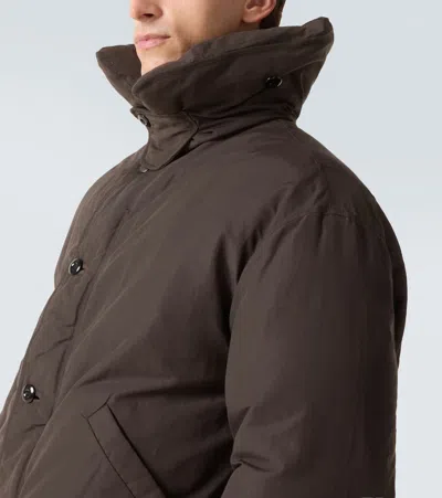 Lemaire Puffer Blouson With High Collar And Pockets In Brown