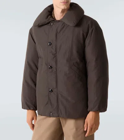 Lemaire Puffer Blouson With High Collar And Pockets In Brown