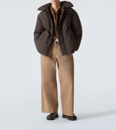 Lemaire Puffer Blouson With High Collar And Pockets In Brown