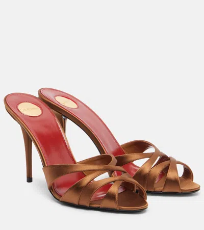 Saint Laurent Chandelle 95 Satin Sandals In Brown