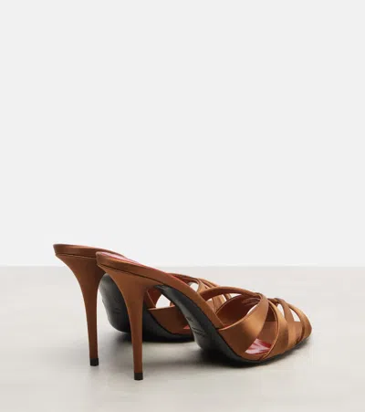 Saint Laurent Chandelle 95 Satin Sandals In Brown