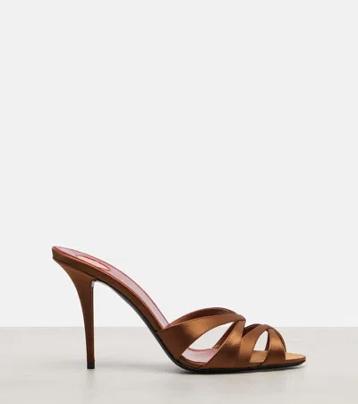 Saint Laurent Chandelle 95 Satin Sandals In Brown