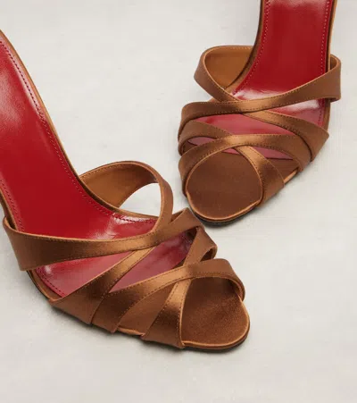 Saint Laurent Chandelle 95 Satin Sandals In Brown