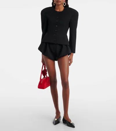 Magda Butrym Peplum Wool Cardigan In Black