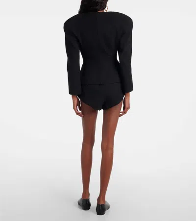 Magda Butrym Peplum Wool Cardigan In Black