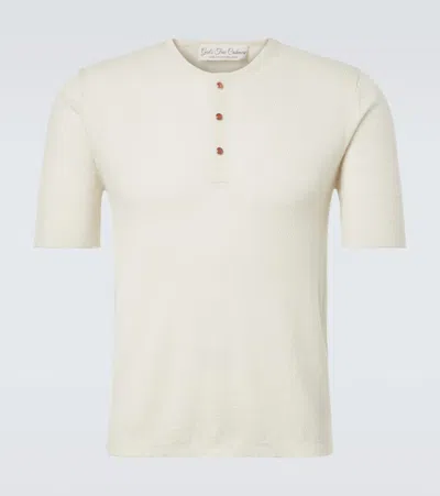 God's True Cashmere Cashmere Henley Shirt With Carnelian In White