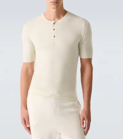 God's True Cashmere Cashmere Henley Shirt With Carnelian In White