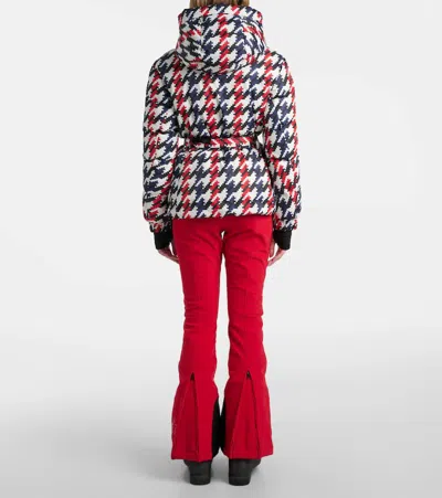 Perfect Moment Candice Hooded Belted Houndstooth Down Ski Jacket In Multi