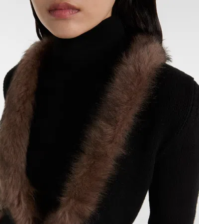 Valentino Shearling-trimmed Cashmere Jacket In Black