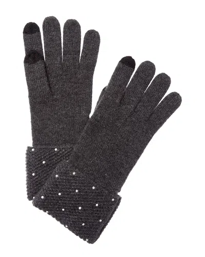 Sofia Cashmere Sofiacashmere Heat Set Cuffs Cashmere Glove In Gray
