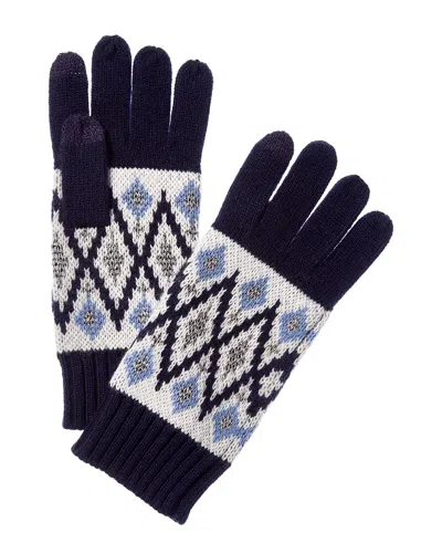 Sofia Cashmere Sofiacashmere Fairisle Lurex Wool & Cashmere-blend Glove In Blue