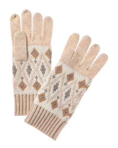 Sofia Cashmere Sofiacashmere Fairisle Lurex Wool & Cashmere-blend Glove In Neutral
