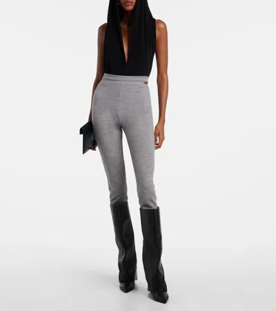 Balmain Slim Fit Stretch Ankle Length Trousers In Gray