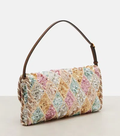 Valentino Vain Small Diamond Sequin-embroidered Shoulder Bag In Multi