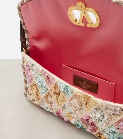 Valentino Vain Small Diamond Sequin-embroidered Shoulder Bag In Multi
