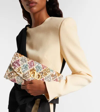 Valentino Vain Small Diamond Sequin-embroidered Shoulder Bag In Multi