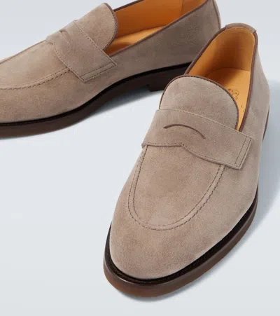 Brunello Cucinelli Suede Penny Loafers In Brown