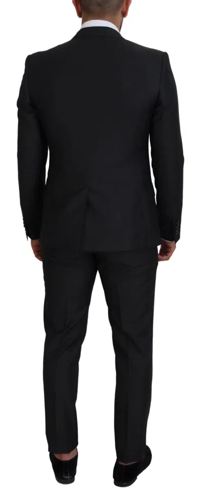 Dolce & Gabbana Gray Martini 3 Piece Slim Fit Men's Suit In Black