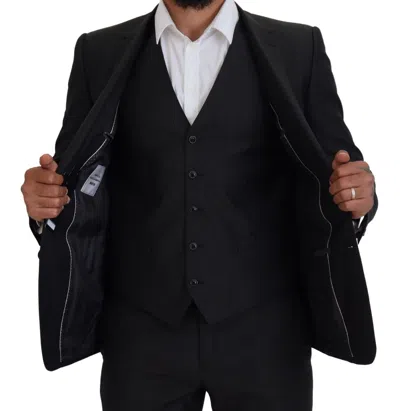 Dolce & Gabbana Gray Martini 3 Piece Slim Fit Men's Suit In Black