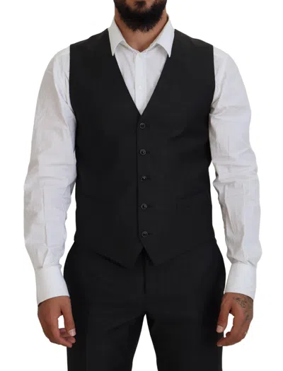 Dolce & Gabbana Gray Martini 3 Piece Slim Fit Men's Suit In Black