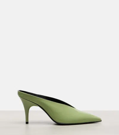 Gucci 97 85 Patent Leather Mules In Green