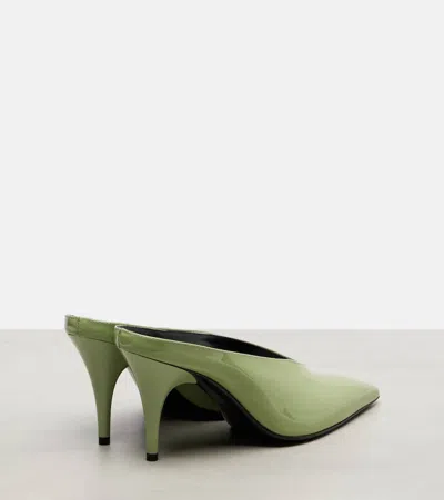 Gucci 97 85 Patent Leather Mules In Green