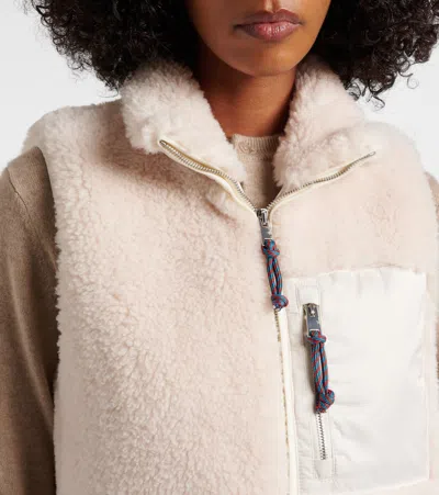 Tory Burch Color Block Highpile Vest In White