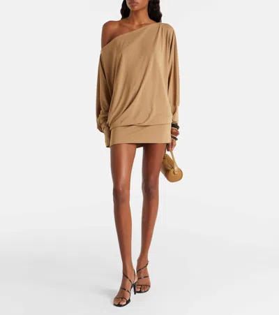Aya Muse Cely Asymmetric Draped Minidress In Brown