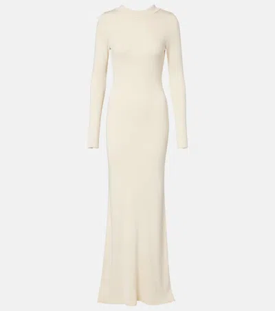 Aya Muse Elowen Open-back Silk-blend Maxi Dress In White