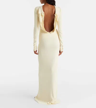 Aya Muse Elowen Open-back Silk-blend Maxi Dress In White