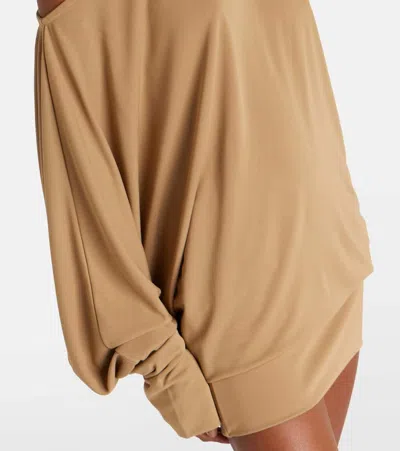 Aya Muse Cely Asymmetric Draped Minidress In Brown