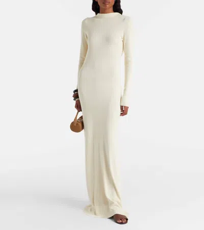 Aya Muse Elowen Open-back Silk-blend Maxi Dress In White