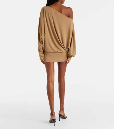 Aya Muse Cely Asymmetric Draped Minidress In Brown