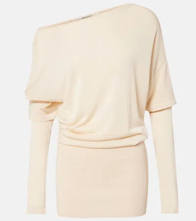 Aya Muse Rea Draped One-shoulder Minidress In Neutral