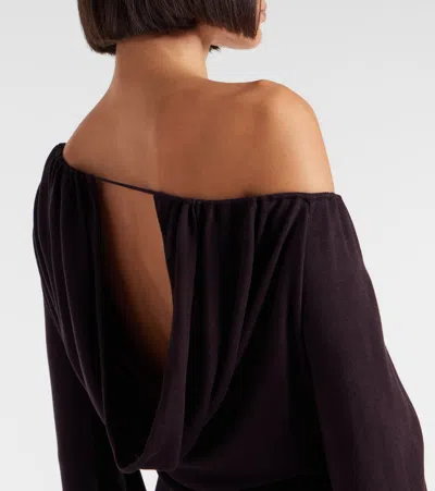 Aya Muse Sola Asymmetric Draped Silk-blend Minidress In Brown