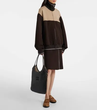 Miu Miu Womens Nero Ivy Soft Leather Shoulder Bag In Brown