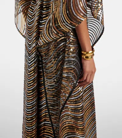 Taller Marmo Erte Wave-pattern Maxi Kaftan In Multi