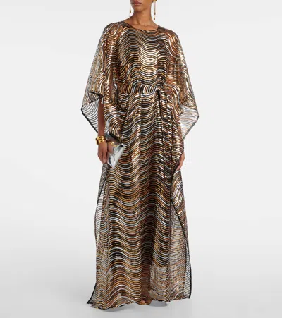 Taller Marmo Erte Wave-pattern Maxi Kaftan In Multi