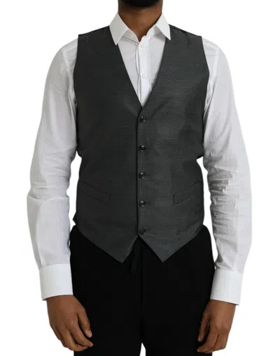Dolce & Gabbana Gray Wool Formal Dress Waistcoat Vest In Gray