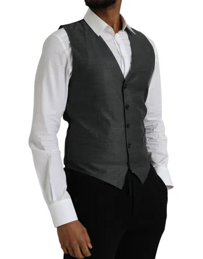 Dolce & Gabbana Gray Wool Formal Dress Waistcoat Vest In Gray