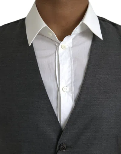 Dolce & Gabbana Gray Wool Formal Dress Waistcoat Vest In Gray