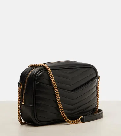 Saint Laurent Lou Medium Ysl Camera Bag With Pocket In Quilted Leather In Black