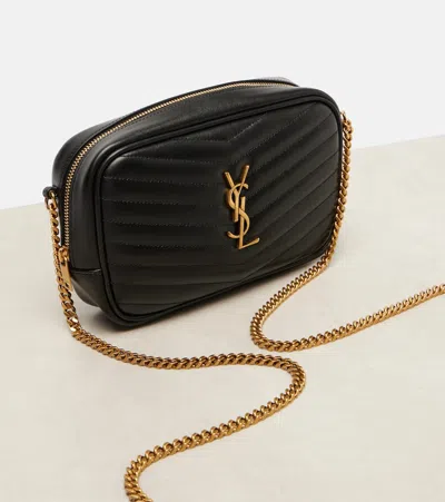 Saint Laurent Lou Medium Ysl Camera Bag With Pocket In Quilted Leather In Black