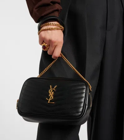 Saint Laurent Lou Medium Ysl Camera Bag With Pocket In Quilted Leather In Black
