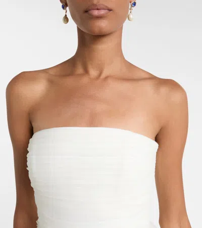 Rebecca Vallance Bridal Willow Ruffled Mesh Bustier Gown In White